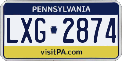 PA license plate LXG2874