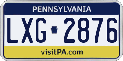 PA license plate LXG2876