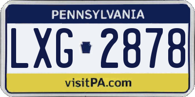 PA license plate LXG2878
