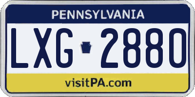 PA license plate LXG2880