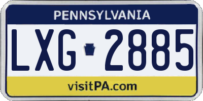 PA license plate LXG2885