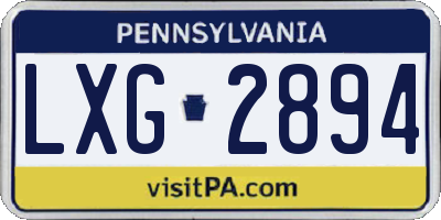 PA license plate LXG2894