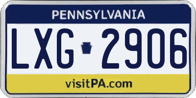 PA license plate LXG2906