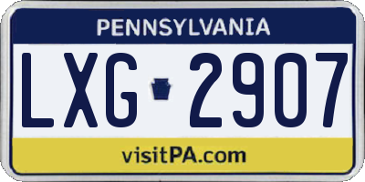 PA license plate LXG2907