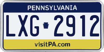 PA license plate LXG2912