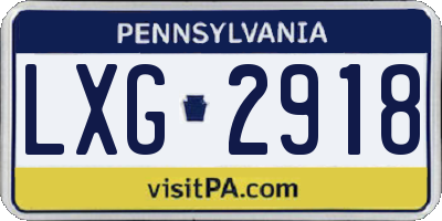PA license plate LXG2918