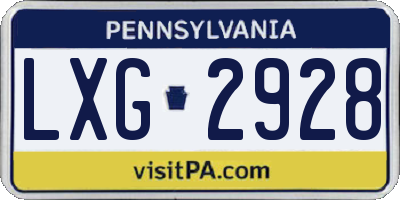 PA license plate LXG2928
