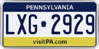 PA license plate LXG2929