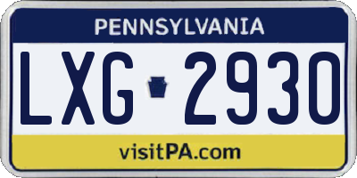PA license plate LXG2930