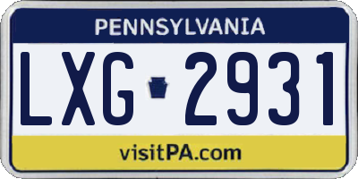 PA license plate LXG2931