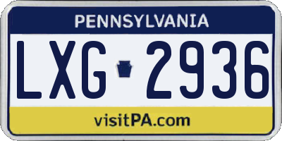 PA license plate LXG2936