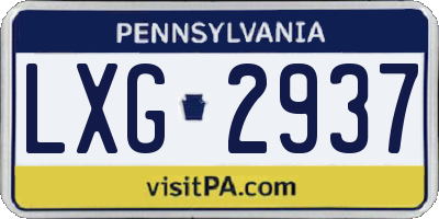 PA license plate LXG2937