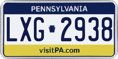 PA license plate LXG2938
