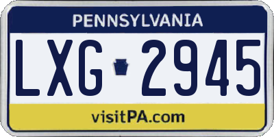 PA license plate LXG2945