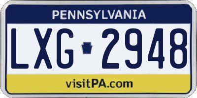 PA license plate LXG2948