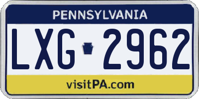 PA license plate LXG2962