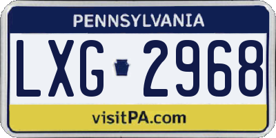 PA license plate LXG2968