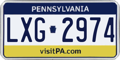 PA license plate LXG2974
