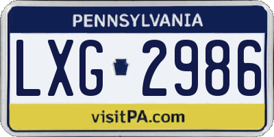 PA license plate LXG2986