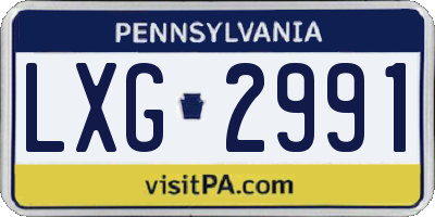 PA license plate LXG2991