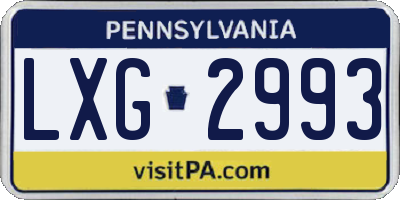 PA license plate LXG2993