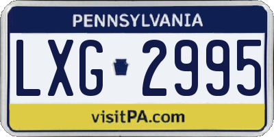 PA license plate LXG2995