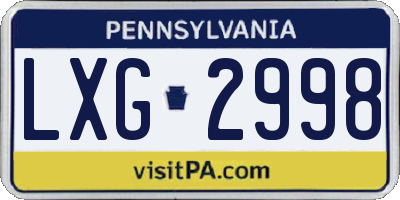 PA license plate LXG2998