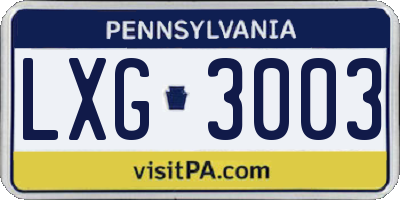 PA license plate LXG3003