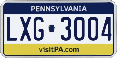 PA license plate LXG3004
