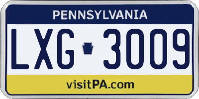PA license plate LXG3009