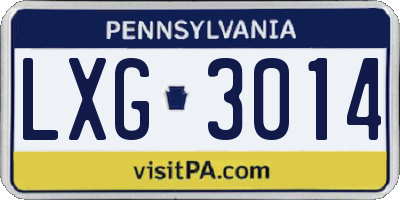 PA license plate LXG3014