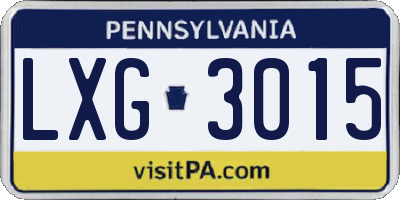 PA license plate LXG3015