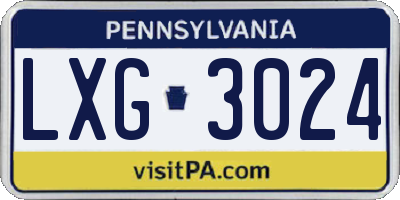 PA license plate LXG3024