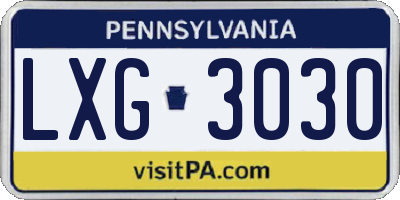 PA license plate LXG3030