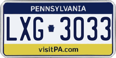 PA license plate LXG3033