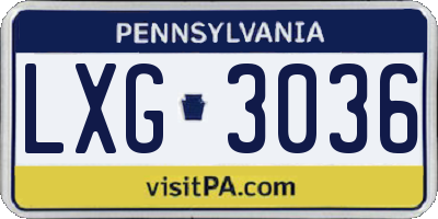 PA license plate LXG3036