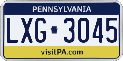 PA license plate LXG3045