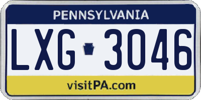 PA license plate LXG3046
