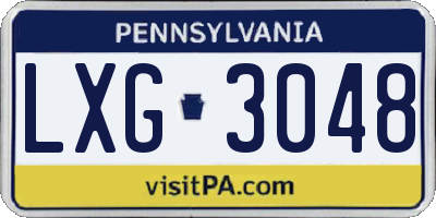 PA license plate LXG3048