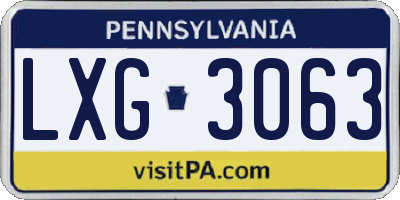 PA license plate LXG3063