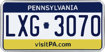 PA license plate LXG3070