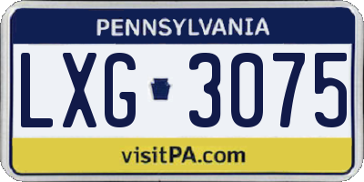 PA license plate LXG3075