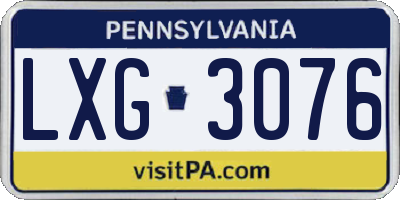 PA license plate LXG3076