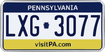 PA license plate LXG3077