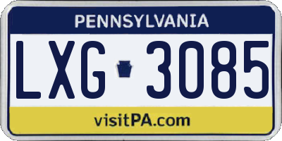 PA license plate LXG3085