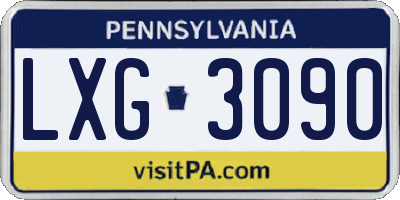 PA license plate LXG3090