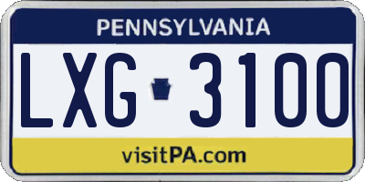 PA license plate LXG3100