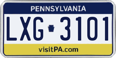 PA license plate LXG3101