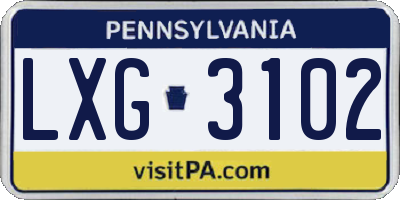 PA license plate LXG3102