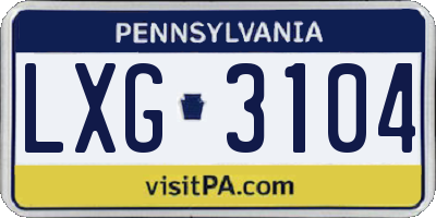 PA license plate LXG3104